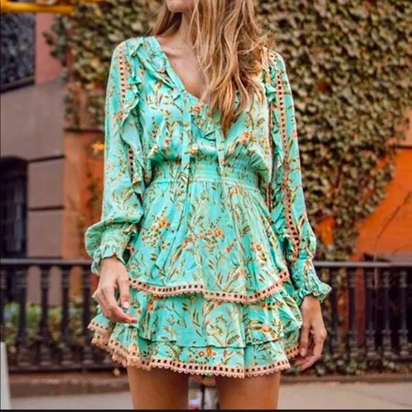 Spell & The Gypsy Maisie Playdress. Vintage Turquoise Size M - Picture 1 of 7